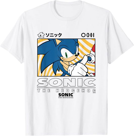 Discover Sonic The Hedgehog Wavy Background Kanji Portrait T-Shirt