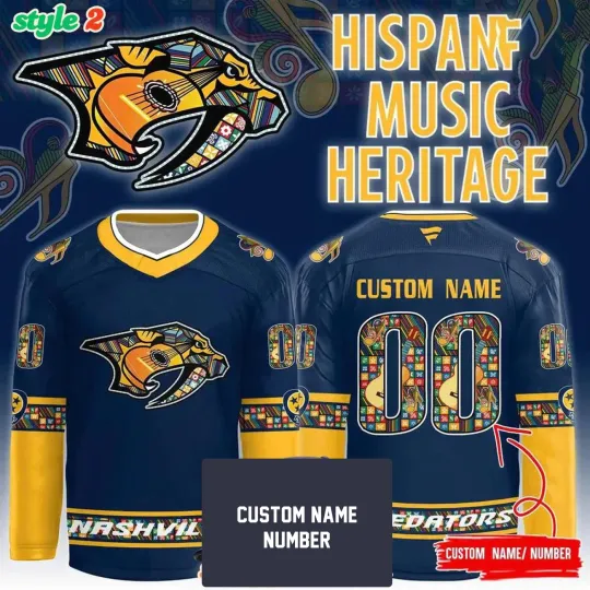 Discover Custom Nashville Predators Hispanic Music Heritage Night 2025 Hockey Shirt Men's