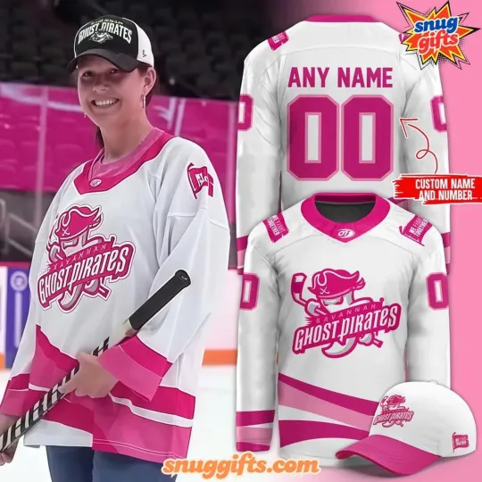 Discover Personalize Savannah Ghost Pirates 2025 Pink the Rink Special Hockey Shirt Men's