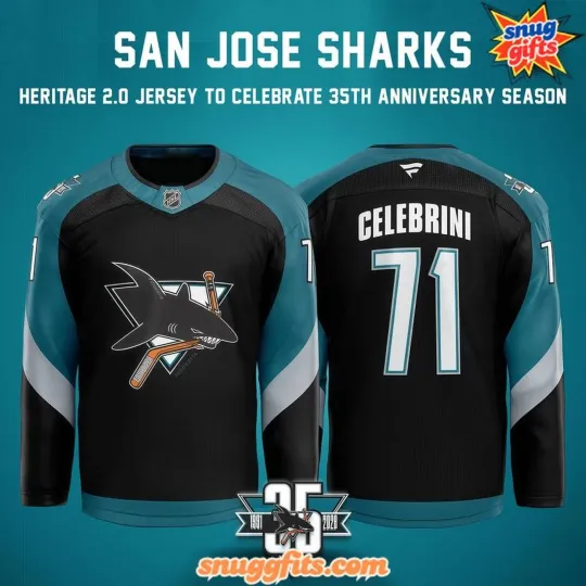 Personalized San Jose Sharks Heritage 2.0 Hockey Shirt Men's Fan Gear Xmas Gift