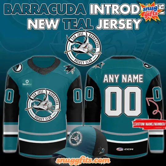 Discover Custom San Jose Barracuda Introduce New Teal 2025–2026 Hockey Shirt Fan Gear
