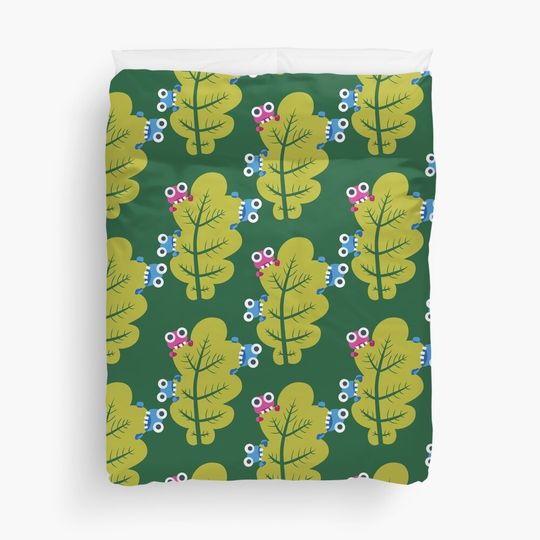 Discover Cute Bugs Eat Green Leaf Duvet Cover