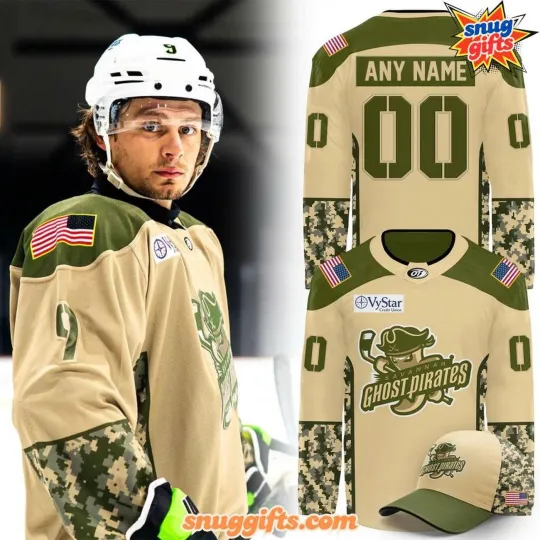 Discover Personalize Savannah Ghost Pirates Military Appreciation Night Camo Hockey Shirt