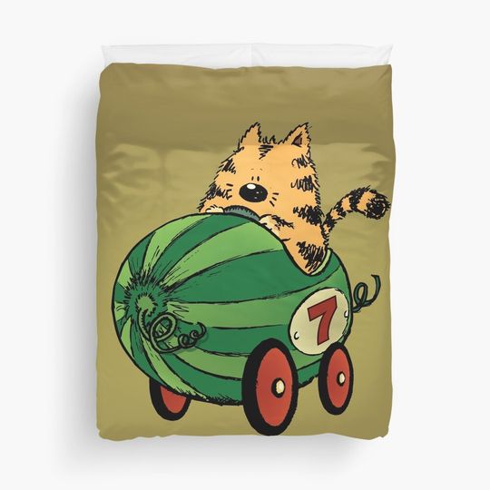 Discover Albert and his watermelon ride Duvet Cover