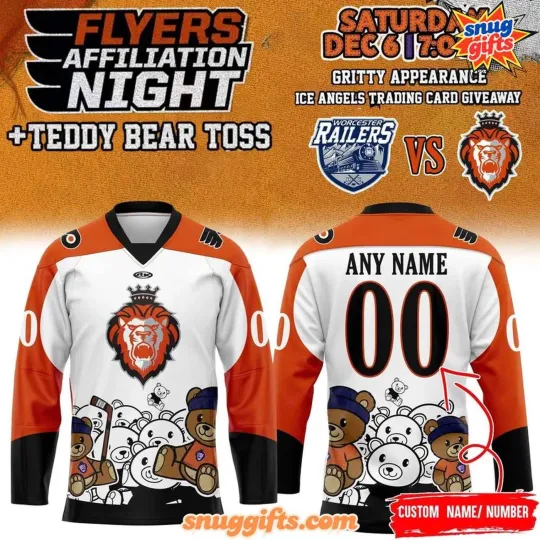 Discover Custom Reading Royals x Philadelphia Flyers Night Teddy Bear Toss Hockey Shirt