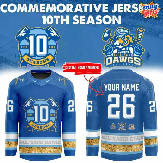 Discover Custom Ra.il Ya.rd Da.wgs 10th Season Commemorative Hockey Shirt Fan Gear Gift
