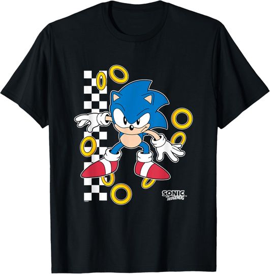 Discover Sonic The Hedgehog Ready For Action Golden Rings Retro Shot T-Shirt