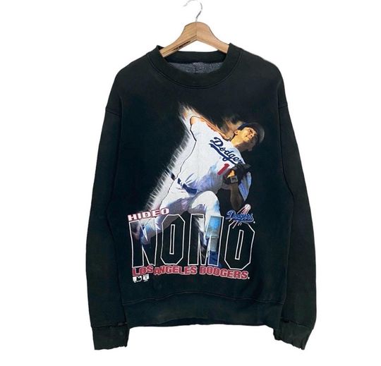 Vintages 90s LA DODGERS Hideo Nomo Baseball Big Logo Crewneck Sweatshirt