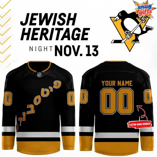 Discover Personalize Pittsburgh Penguins Jewish Heritage Night Hockey Shirt Fan Gear Gift