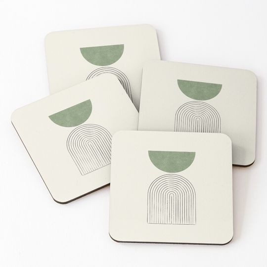 Discover Arch Balance Green - Mid century modern Coasters (Set of 4)