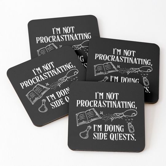Discover I'm not Procrastinating I'm Doing Side Quests Coasters (Set of 4)