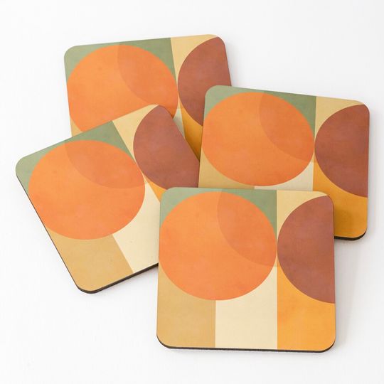 Discover Mid-Century Fall Colours and shapes 1 Coasters (Set of 4)