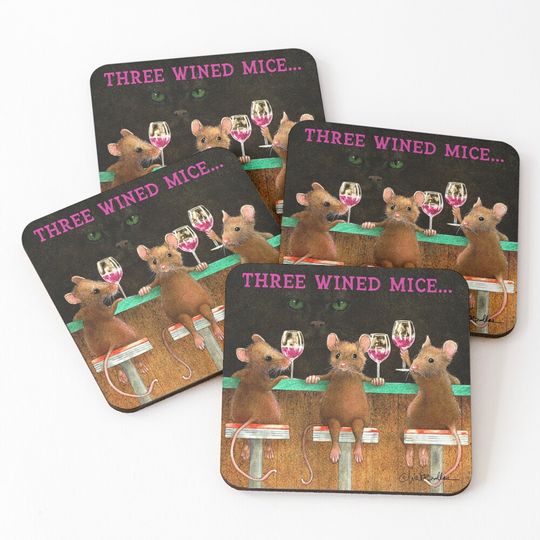 Discover  three wined mice... Coasters (Set of 4)