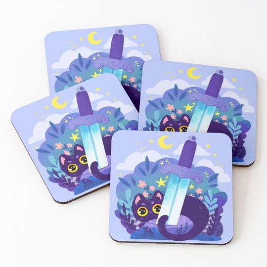 Discover Sword cat Coasters (Set of 4)