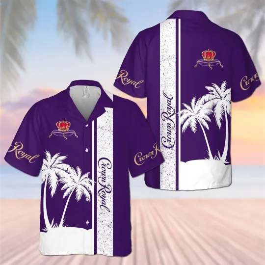 Discover Crown Royal Palm Tree Pattern Hawaiian Shirt, Aloha Summer Beach Hawaiian Shirt