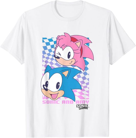 Discover Sonic The Hedgehog Sonic & Amy Big Faces Cute Retro Poster T-Shirt