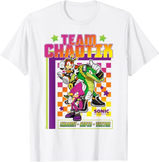 Sonic The Hedgehog Team Chaotix Charmy Espio Vector Logo T-Shirt