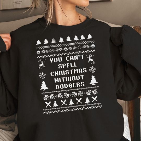 Dodgers Christmas Sweatshirt, Vintage Retro Baseball Tee, Funny Fan Gift