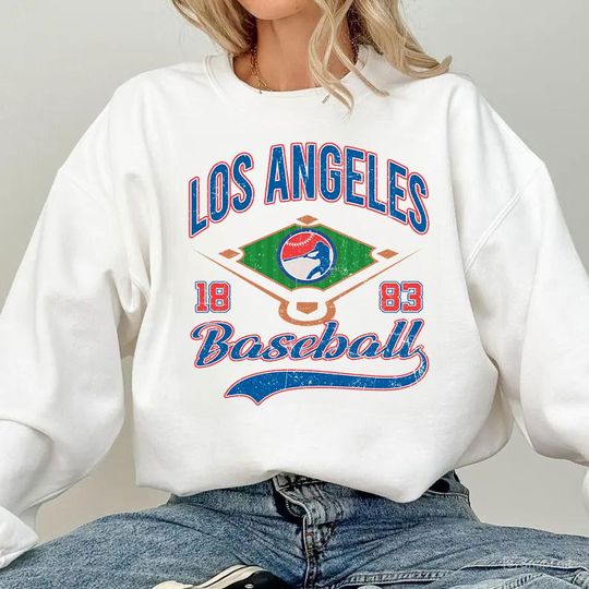 Discover Los Angeles Baseball Sweatshirt, Vintage Unisex Pullover, Warm Streetwear Gifts, Vintage Pullover, Vintage Sportswear Sweatshirt