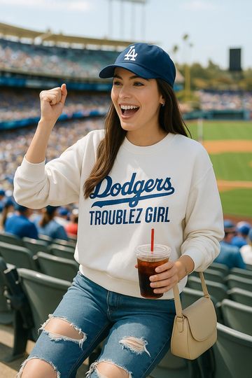 Dodgers Sweatshirt Custom, Baseball Wifey, Personalized with Name or Team, LA Fan Gift