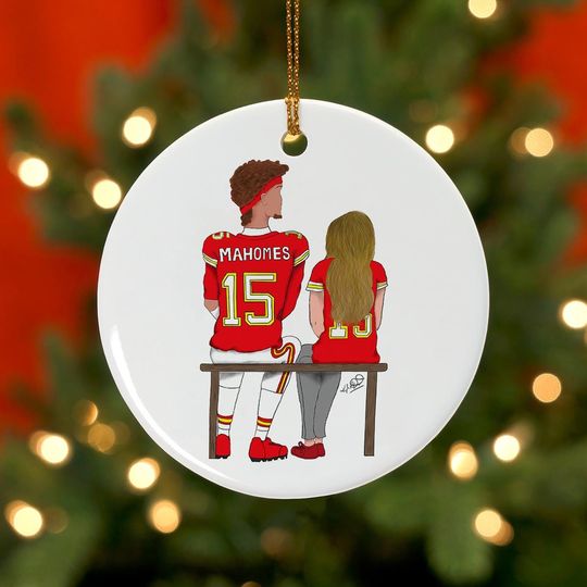 Discover Patrick Mahomes and  Brittany Ceramic Christmas Ornament, Kansas City Chiefs KC 2023