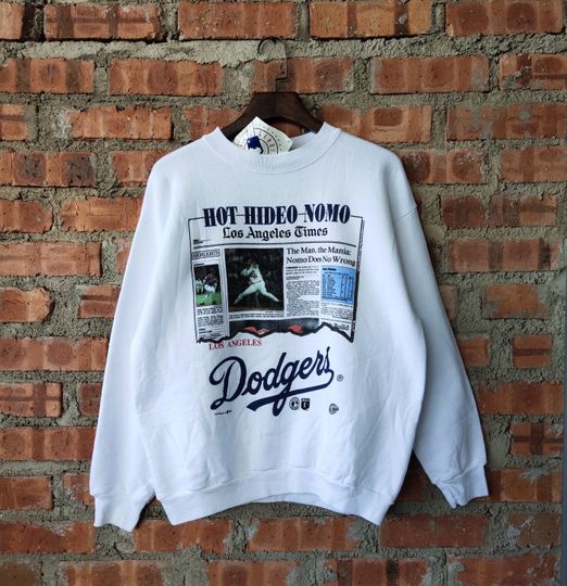 Discover Vintage 90s Los Angeles Dodgers Sweatshirt Dodgers Crewneck Dodgers Pullover Dodgers Jumper Dodgers Sweater Printed Logo White Color Men's M