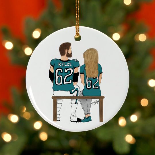 Discover Jason Kelce and Kylie Kelce Ceramic Christmas Ornament, Philadelphia Eagles
