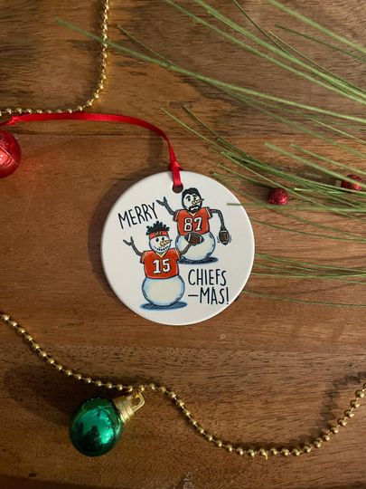 Discover KC Chiefs Ornament | Mahomes | Kelce | Arrowhead | Football | Chiefs Christmas | Merry Chiefsmas | Ceramic
