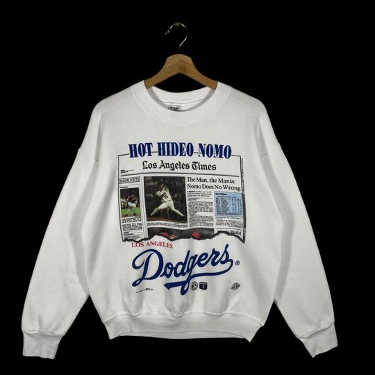 Vintage 90s Los Angeles Dodgers Hot Hideo Nomo 1995 Sweatshirt M Size White Colour