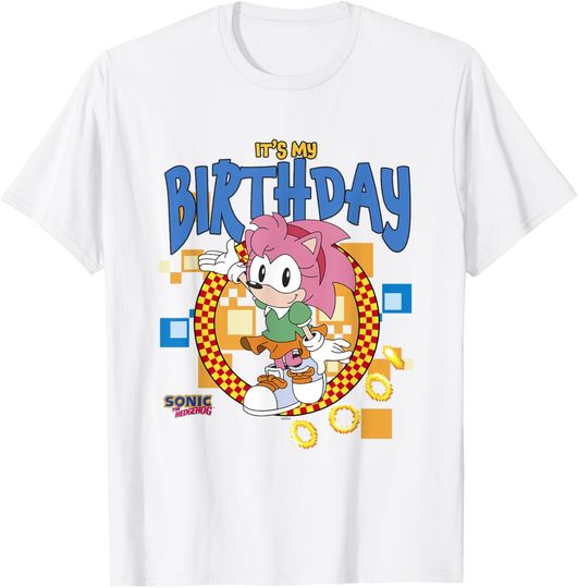 Discover Sonic The Hedgehog Birthday It's My B-Day Amy Rose T-Shirt