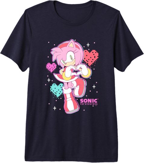 Discover Sonic The Hedgehog Valentine's Day Cute Amy Rose Retro Logo Premium Tri-blend T-Shirt