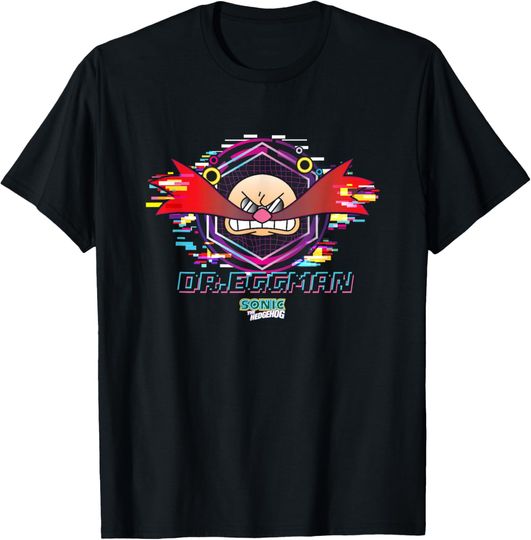 Discover Sonic The Hedgehog Dr. Eggman Glitched Out Face Logo T-Shirt