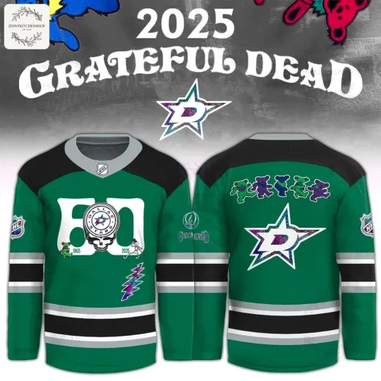 Discover NHL Dallas Star Grateful *Dead 60th 2025 Hockey Jersey Size XS-5XL
