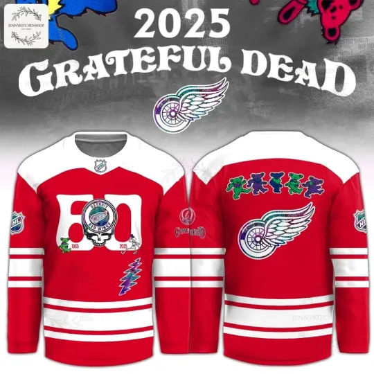 Detroit Red Wings Grateful Dead 60th Hockey Jersey