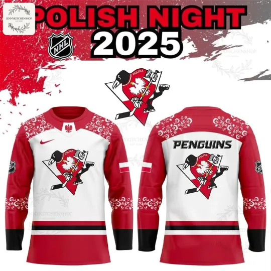 Discover Pittsburgh Penguin Polish Heritage Night 2025 Hockey Jersey Shirt Size XS-5XL