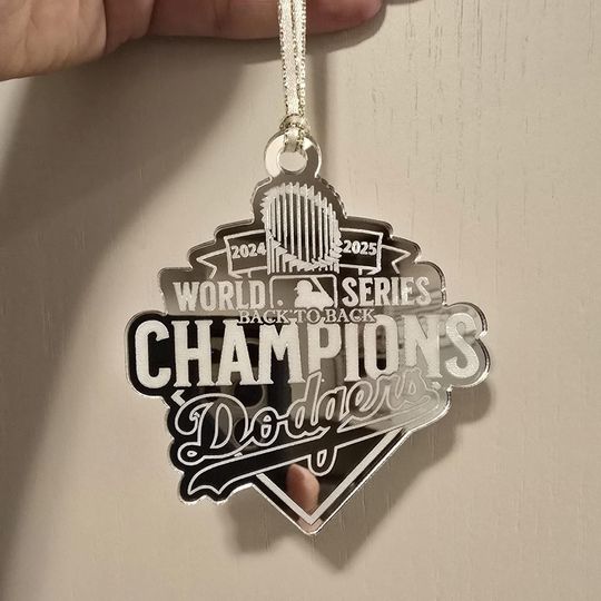 Dodgers Back-to-Back World Series Champs Ornament available in Sliver Mirror and Gold Mirror