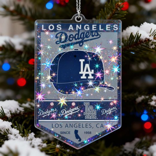 Discover Holographic Los Angeles Dodgers Ornament, MLB Baseball Christmas Decor