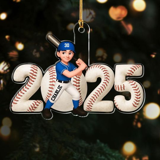 Discover Personalized 2025 Baseball Player Christmas Ornament,  Custom Softball Acrylic Ornament, Gift for Sport Lovers, Baseball Ornament