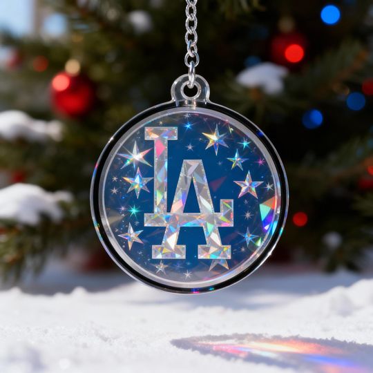Discover Holographic Dodgers Ornament, MLB Baseball Christmas Gift, Custom Name