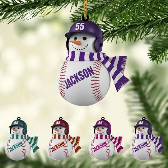 Custom Baseball Christmas Ornament, Gift For Him, Sports Xmas Keepsake, Team Spirit Gift, Baseball Fan Decor, Baseball 2D Flat Ornament