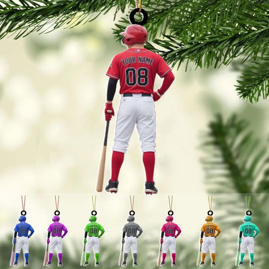 Custom Baseball Player Ornament, Gift For Baseball Coach, Sports Keepsake, Team Spirit Gift, Baseball Lover Decor, Baseball 2D Flat Ornament