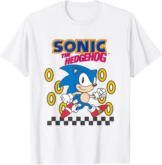Discover Sonic The Hedgehog Cute Run Through Golden Rings Retro T-Shirt
