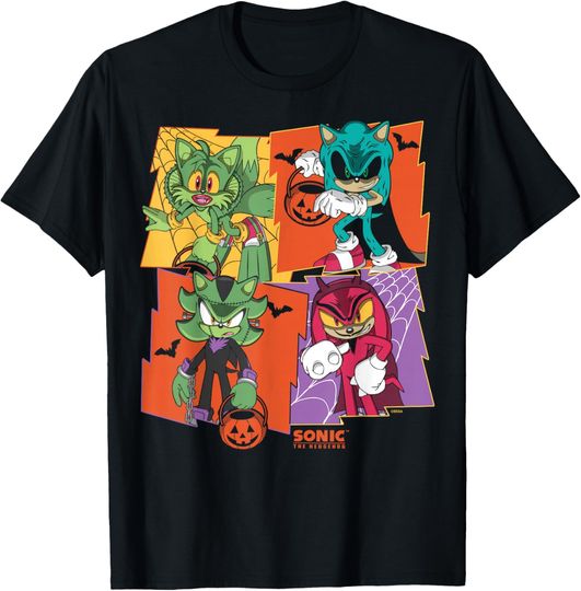 Discover Sonic The Hedgehog Halloween Creepy Monster Portraits T-Shirt