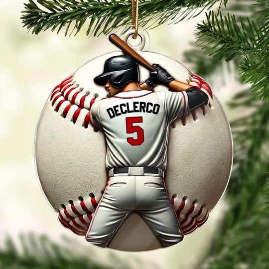 Discover 3D Effect Retro Vintage Baseball Player Ornament, Personalized Acrylic Ornament, Christmas For Baseball Players, Baseball Fans