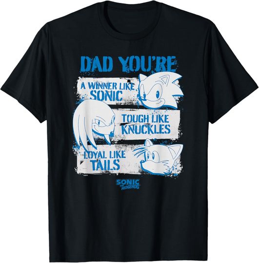 Discover Sonic The Hedgehog Father's Day Dad Qualities Distressed T-Shirt