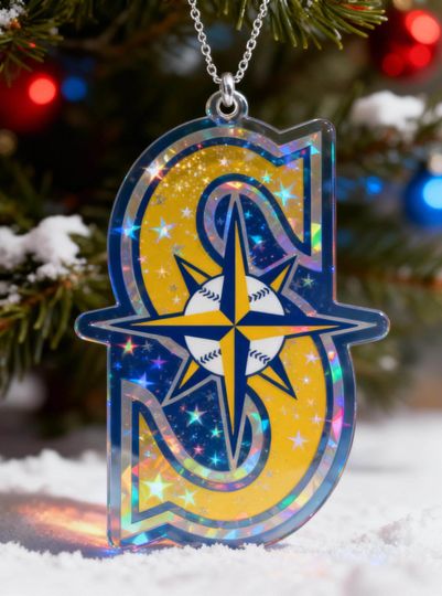 Discover Holographic Seattle Mariners Ornament, MLB Team Fan Gift