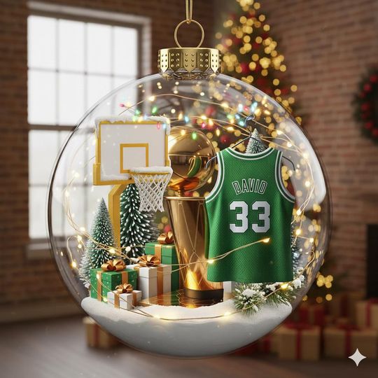 Discover Personalized Basketball Ornament: Custom Acrylic Gift for Player (Clear Christmas Bauble)
