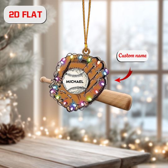 Discover Custom Baseball Glove Ornament: Personalized Acrylic Christmas Decor