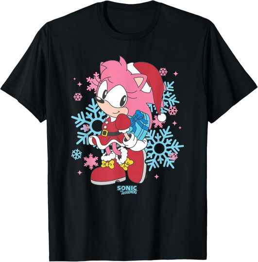 Discover Sonic The Hedgehog Christmas Amy Rose with Lovely Present T-Shirt