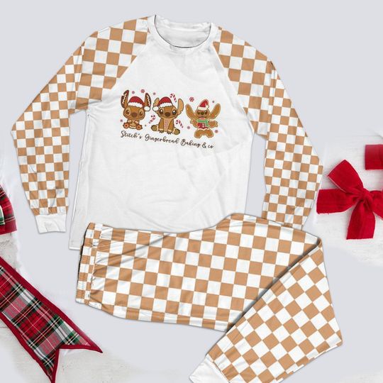 Discover Cute Stitch Gingerbread Cookies Christmas Pajamas, Family Xmas PJs